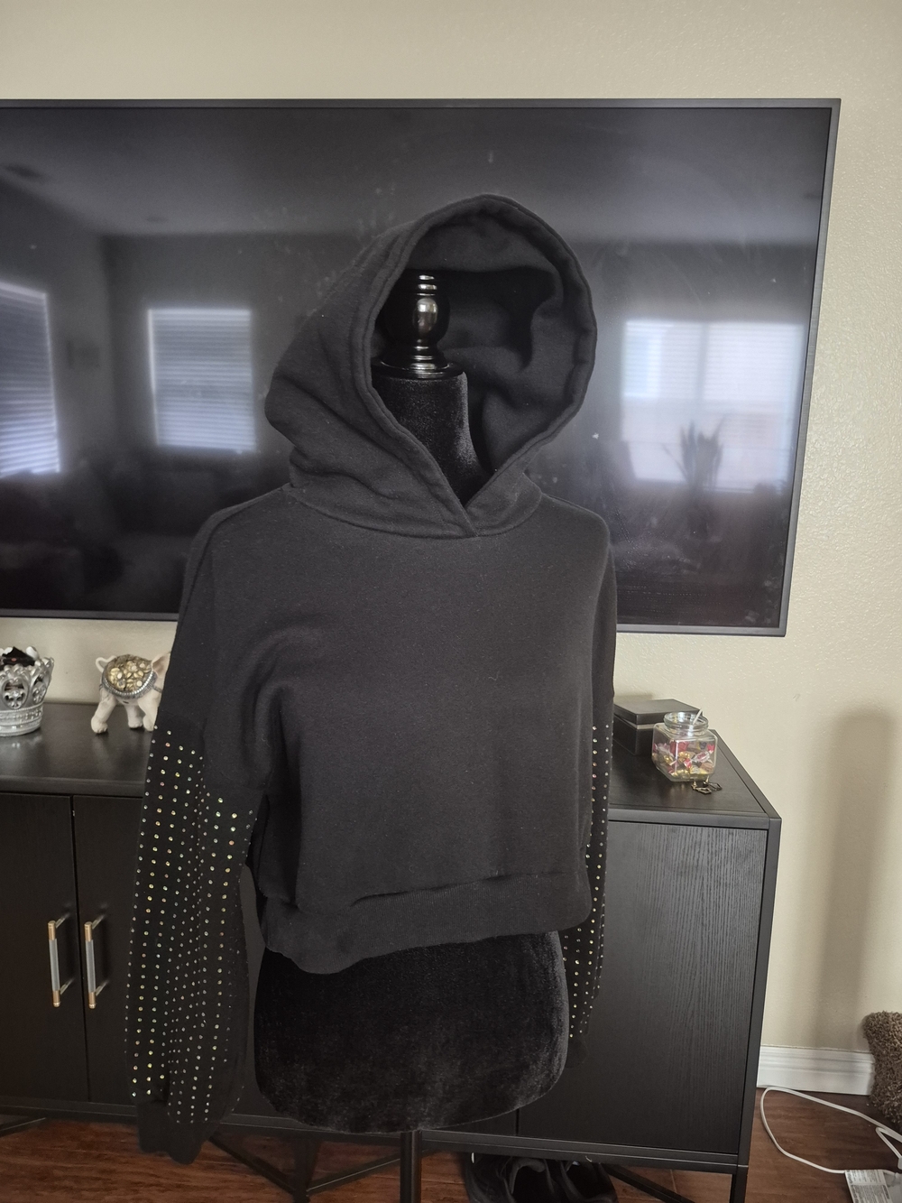 Forever 21 Black Studded Hooded Women’s Sweater